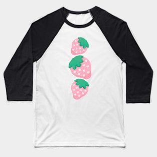 Pink Strawberries Baseball T-Shirt